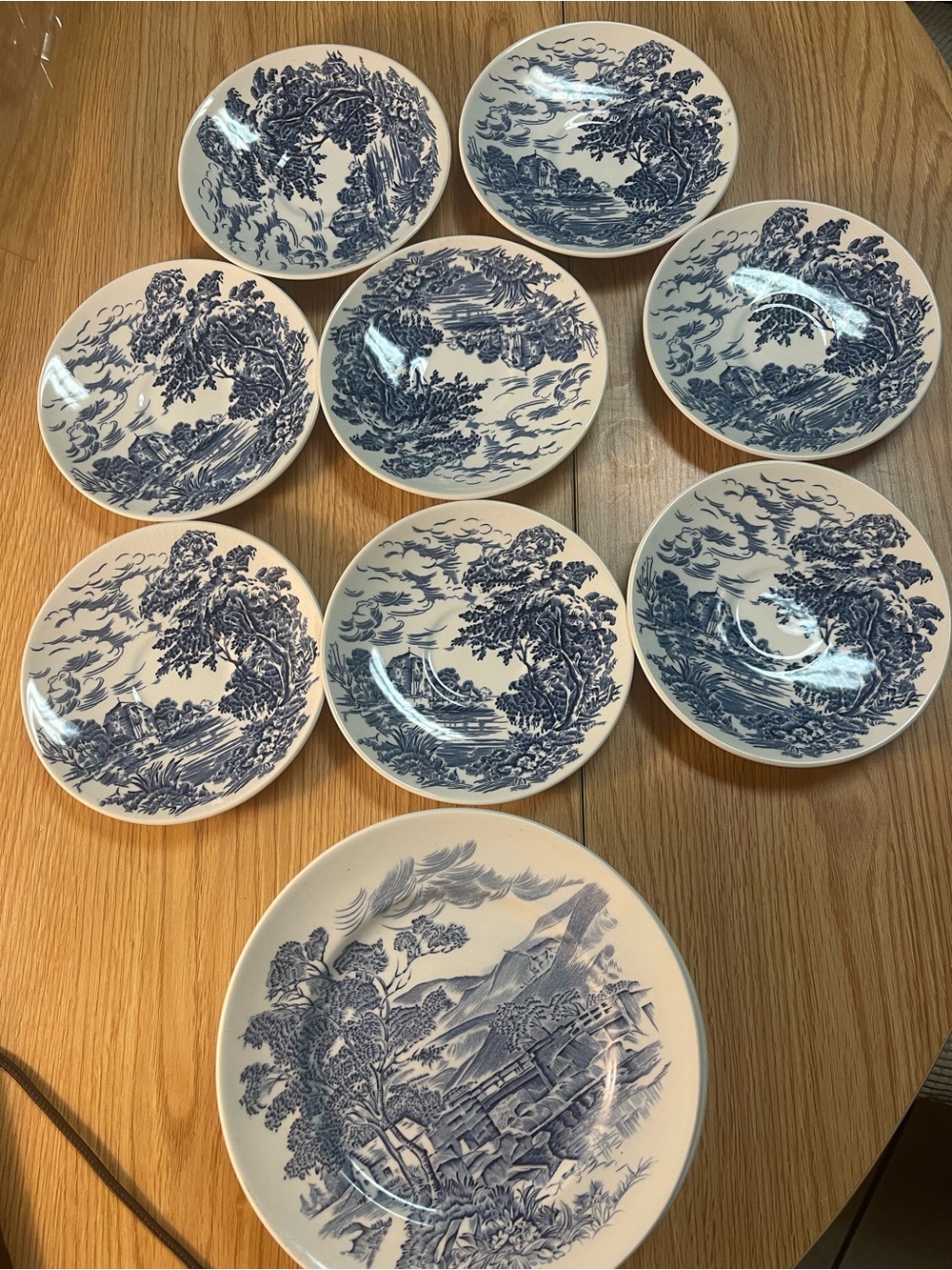 Vintage Enoch wedgwood & co countryside plate dessert 15 pieces set blue
